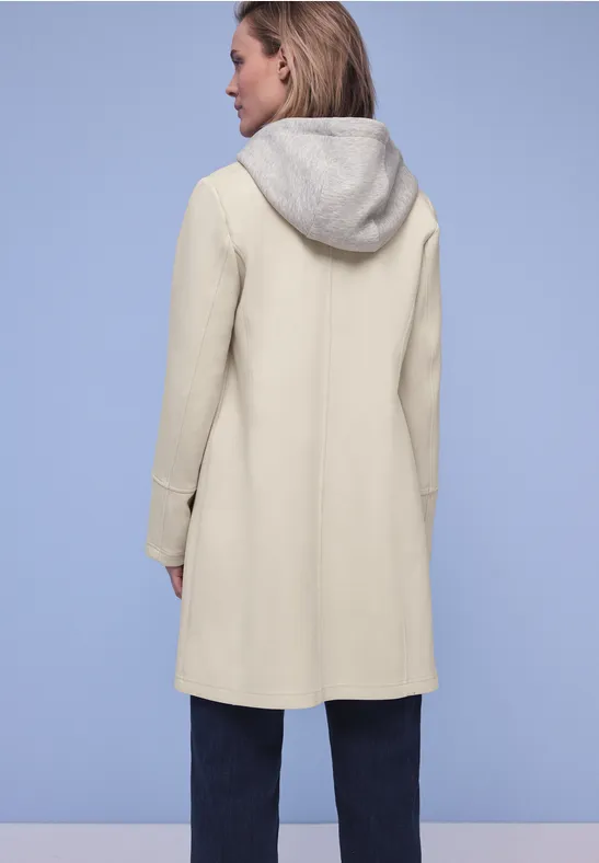 Coat met inlegwerk powder beige