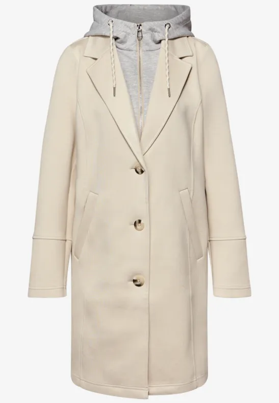 Coat met inlegwerk powder beige