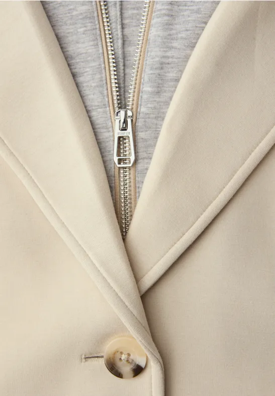 Coat met inlegwerk powder beige