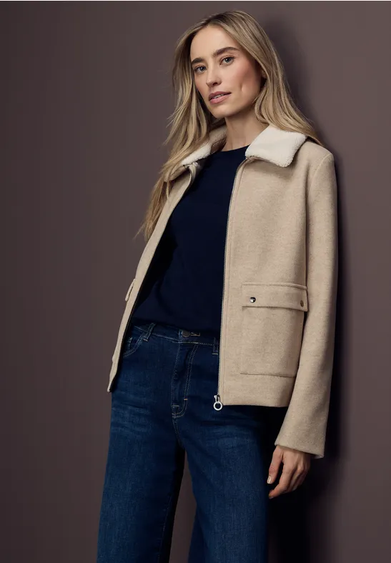 Jacke mit abnehmbarem Kragen Soft Sand Mel.