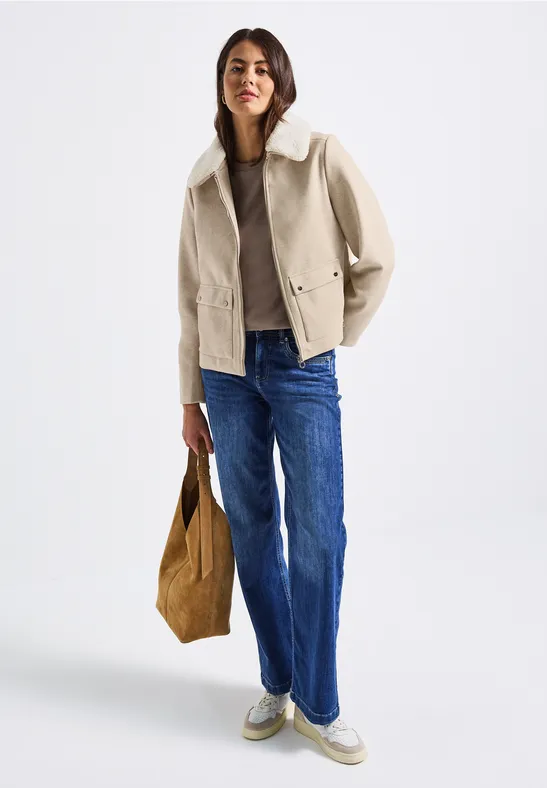 Jacke mit abnehmbarem Kragen Soft Sand Mel.
