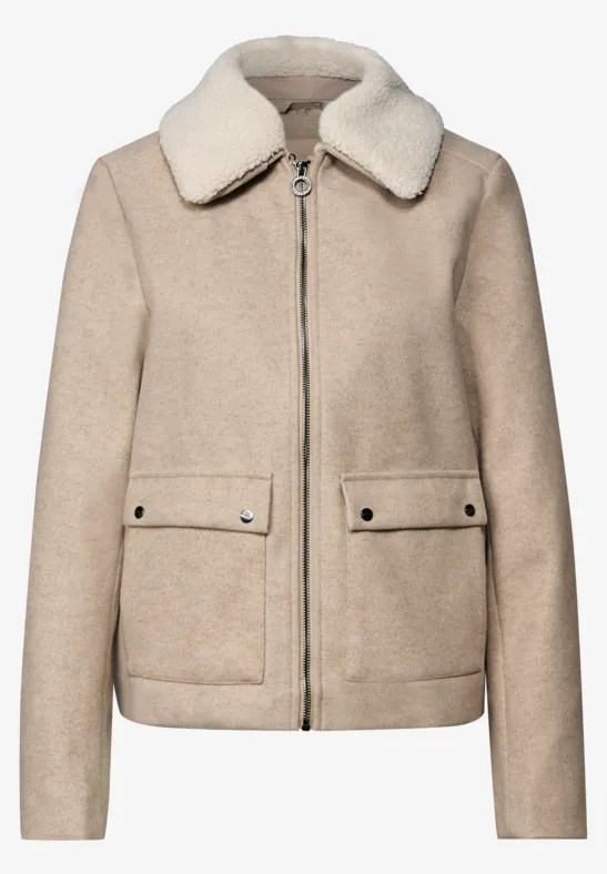 Jacke mit abnehmbarem Kragen Soft Sand Mel.
