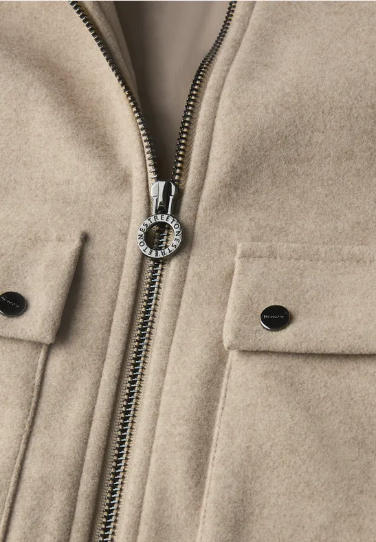 Jacke mit abnehmbarem Kragen Soft Sand Mel.