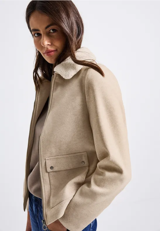 Jacke mit abnehmbarem Kragen Soft Sand Mel.
