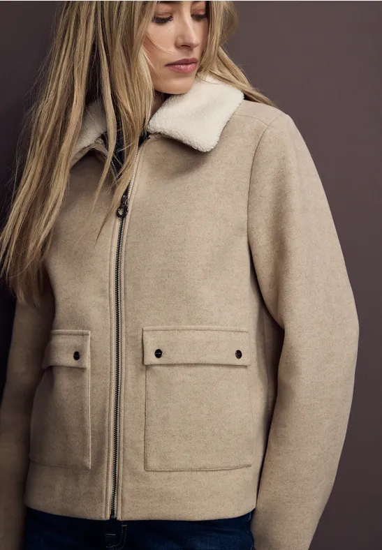 Jacke mit abnehmbarem Kragen Soft Sand Mel.