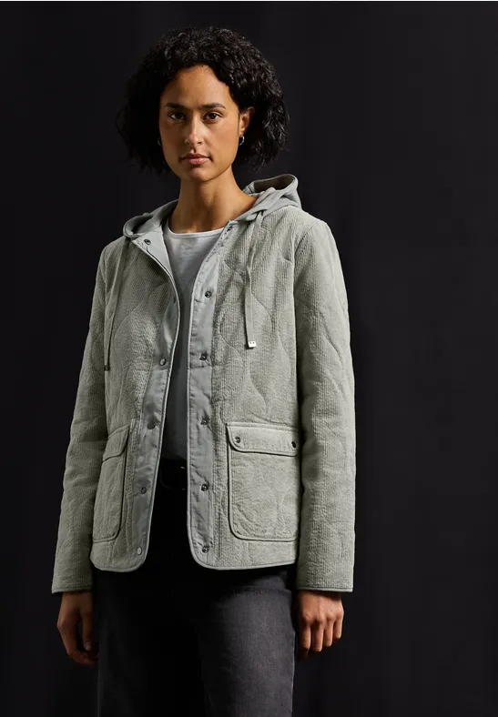Veste matelassée en velours côtelé avec capuche Fresh Sage