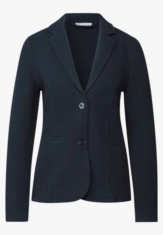 Basis blazer met structuur deepwater blue