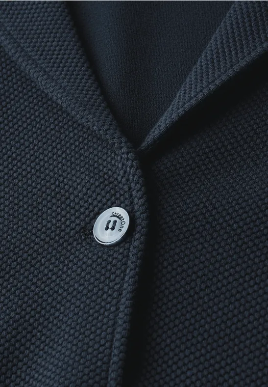 Basis blazer met structuur deepwater blue