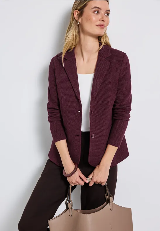 Basis blazer met structuur wildberry red