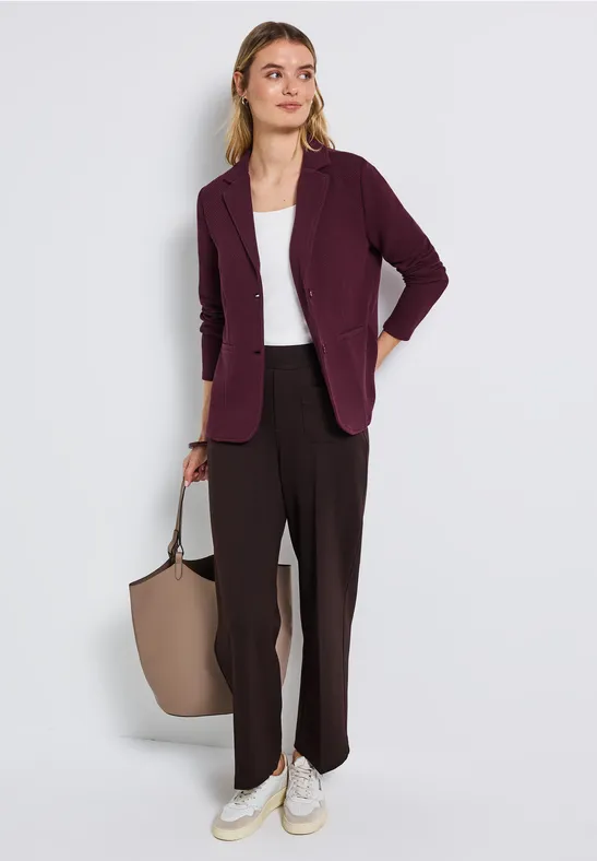 Basis blazer met structuur wildberry red