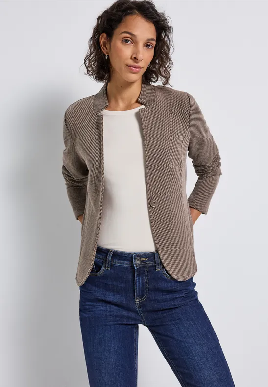 Jacquard blazer silk brown mel.