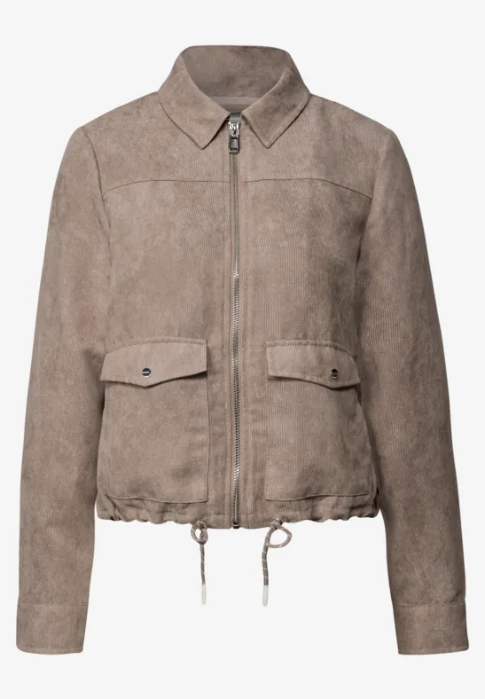 Cordjacke mit Zipper bark brown