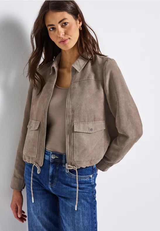Cordjacke mit Zipper bark brown