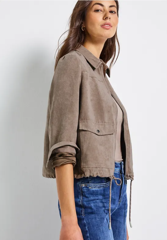 Cordjacke mit Zipper bark brown