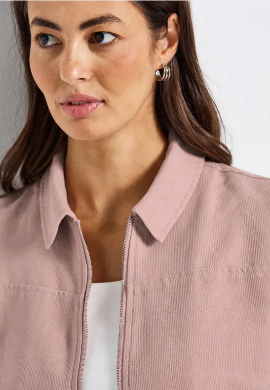 Cordjacke mit Zipper faded rose