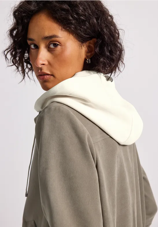Blouson met capuchon van jersey morning beige