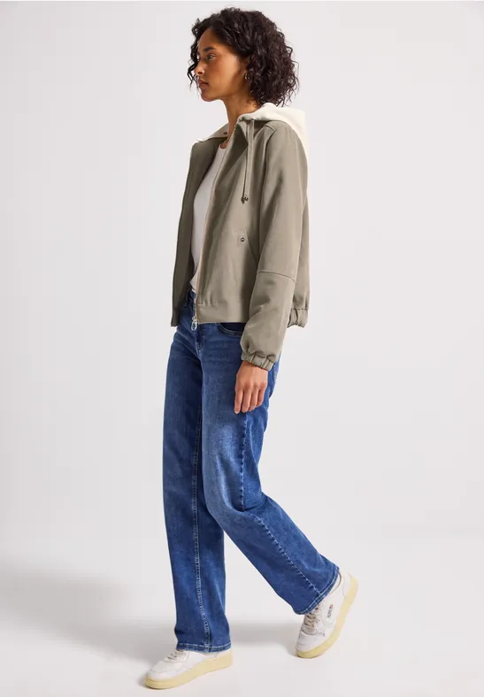 Blouson met capuchon van jersey morning beige