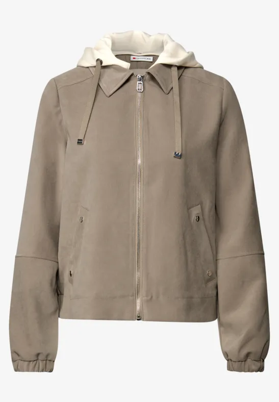Blouson met capuchon van jersey morning beige