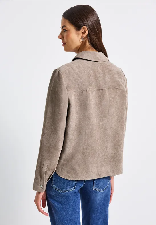 Kort mini corduroy overhemd bark brown