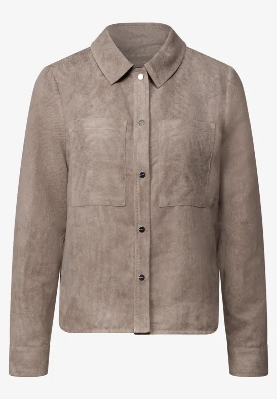 Kort mini corduroy overhemd bark brown