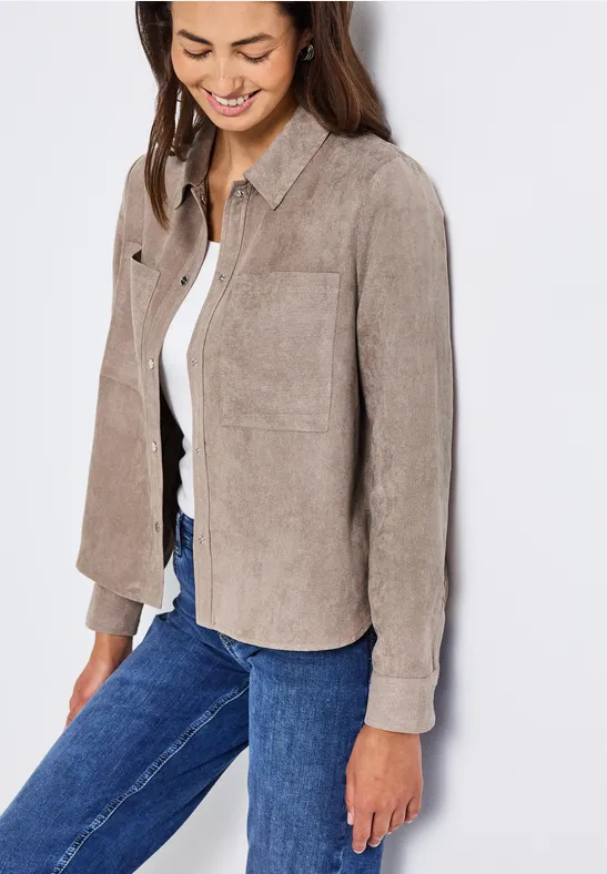 Kort mini corduroy overhemd bark brown