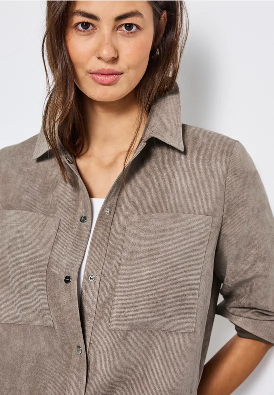 Kort mini corduroy overhemd bark brown