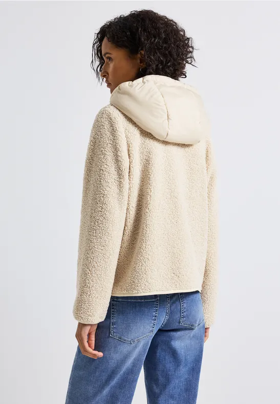 Veste Teddy avec capuche Soft Fawn Beige