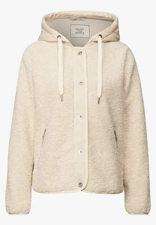Veste Teddy avec capuche Soft Fawn Beige