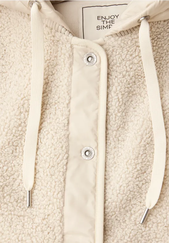 Veste Teddy avec capuche Soft Fawn Beige