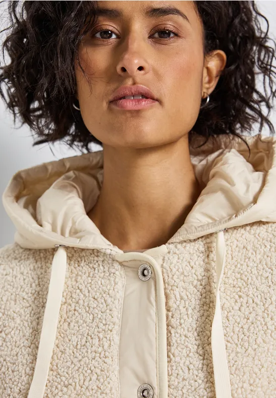 Veste Teddy avec capuche Soft Fawn Beige