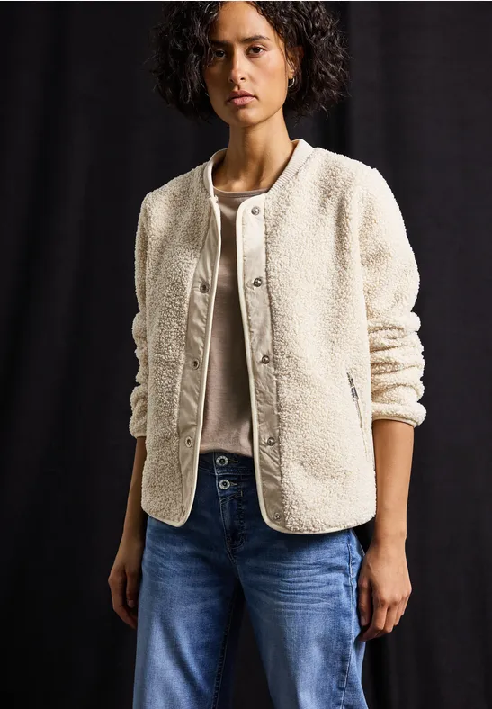 Veste Teddy avec capuche Soft Fawn Beige