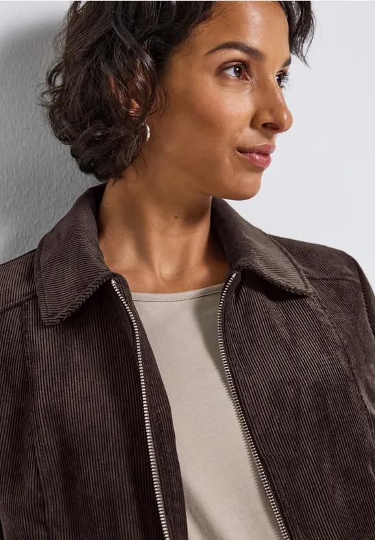 Kurze Cordjacke deep roast brown