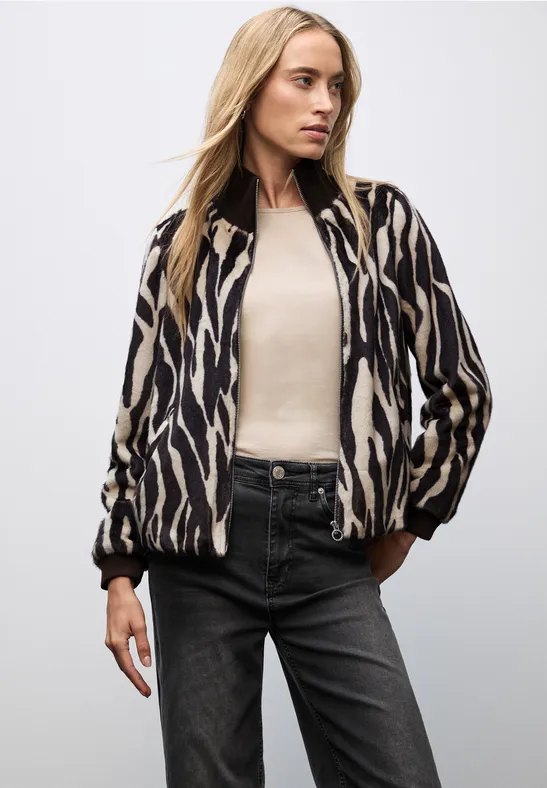 Nep bont zebra blouson deep roast brown