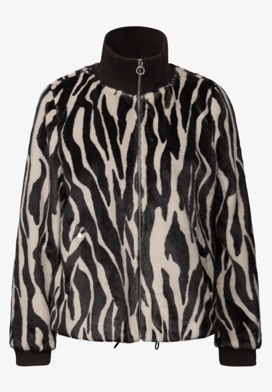 Nep bont zebra blouson deep roast brown