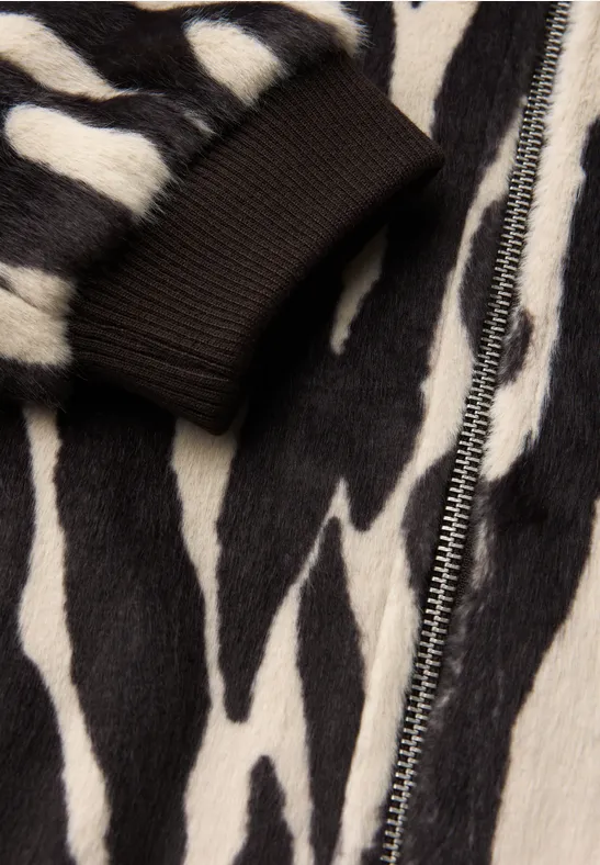 Nep bont zebra blouson deep roast brown