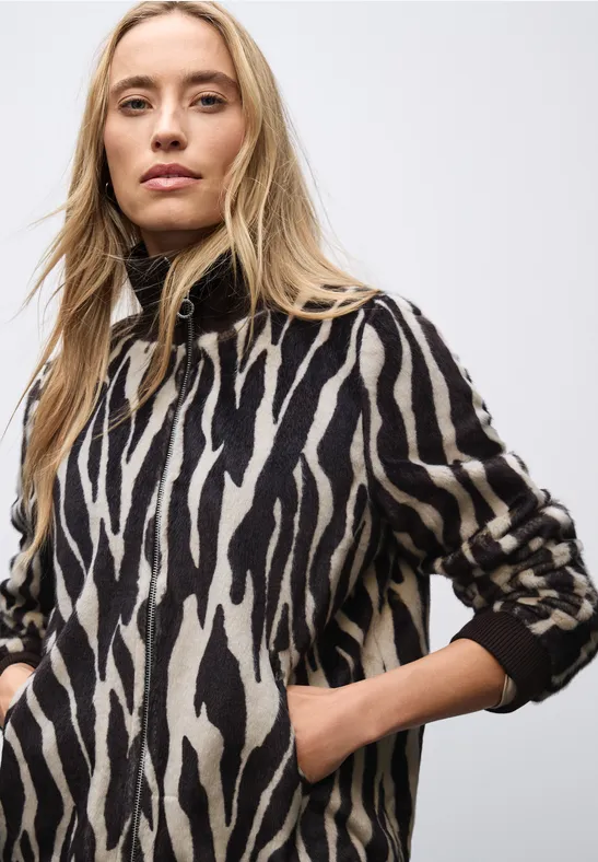 Nep bont zebra blouson deep roast brown