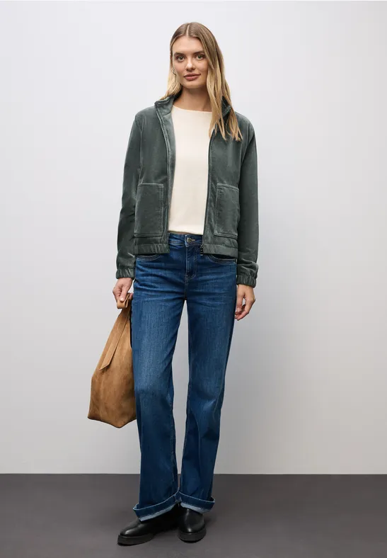 Cordjacke mit Zipper balsam green