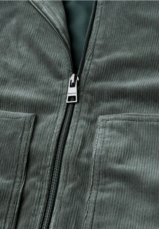 Cordjacke mit Zipper balsam green