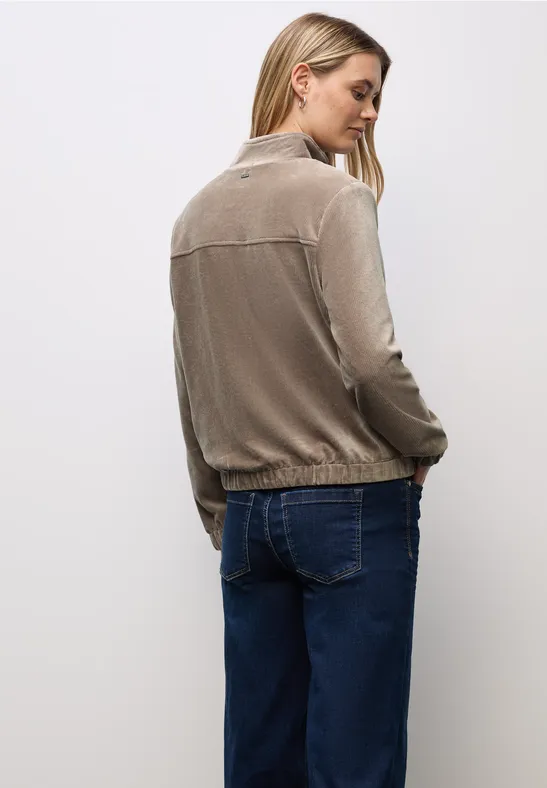 Cordjacke mit Zipper silk brown