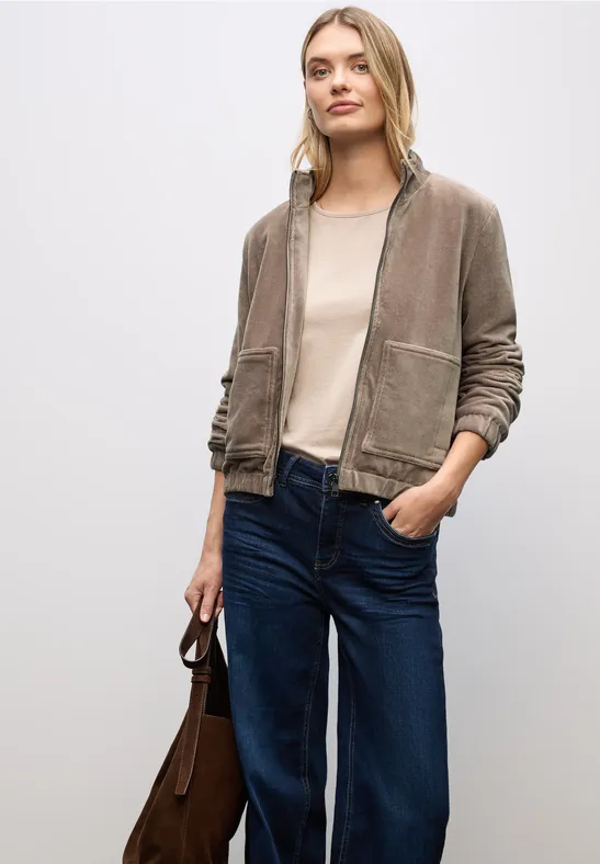 Cordjacke mit Zipper silk brown