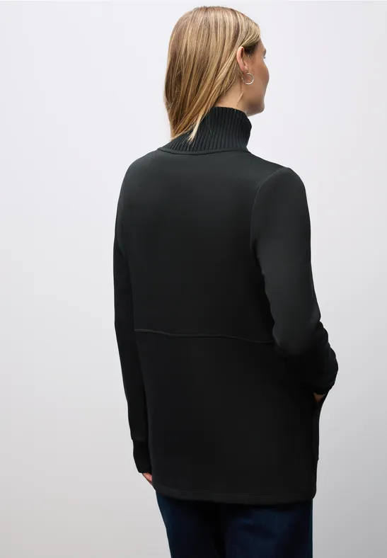 Sweatjacke mit Strickdetails Black