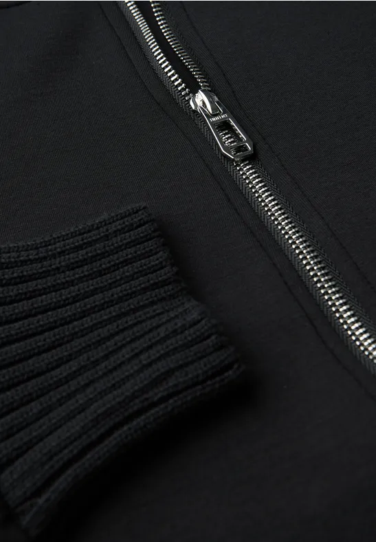 Sweatjacke mit Strickdetails Black