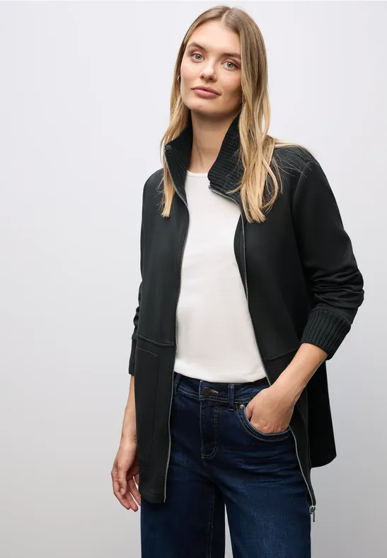 Sweatjacke mit Strickdetails Black