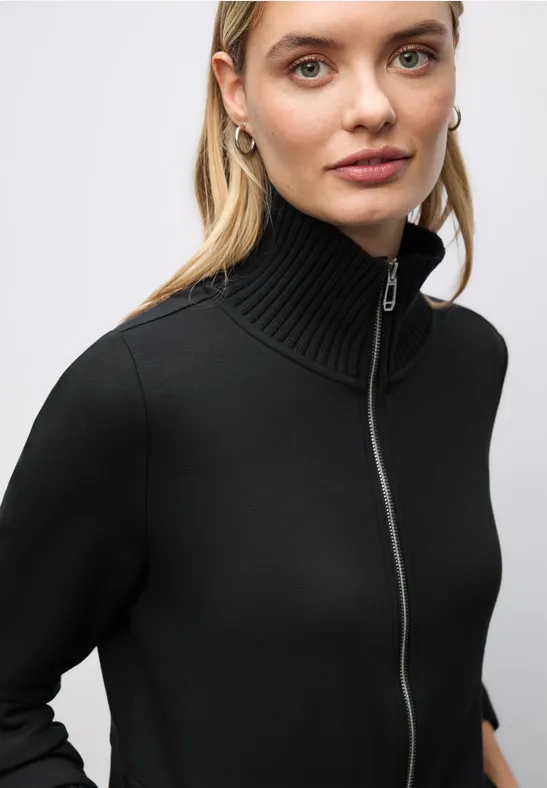 Sweatjacke mit Strickdetails Black