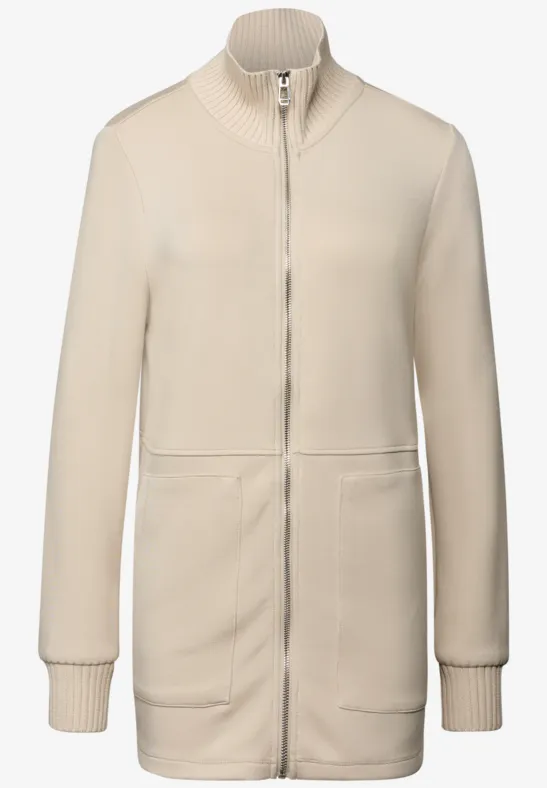Sweatjacke mit Strickdetails soft fawn beige