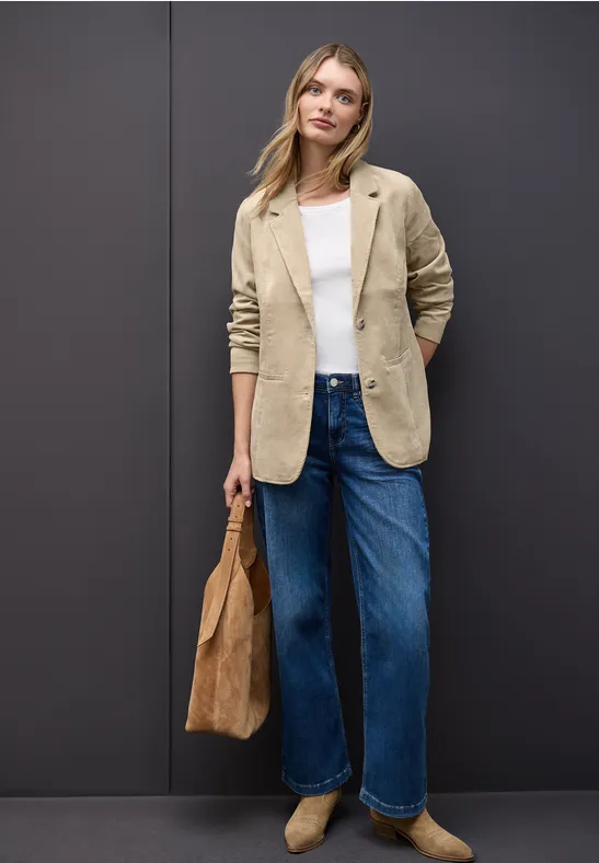 Langer Cord-Blazer sanded beige
