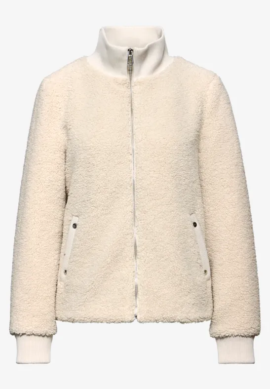 Teddy-Jacke mit Details soft fawn beige