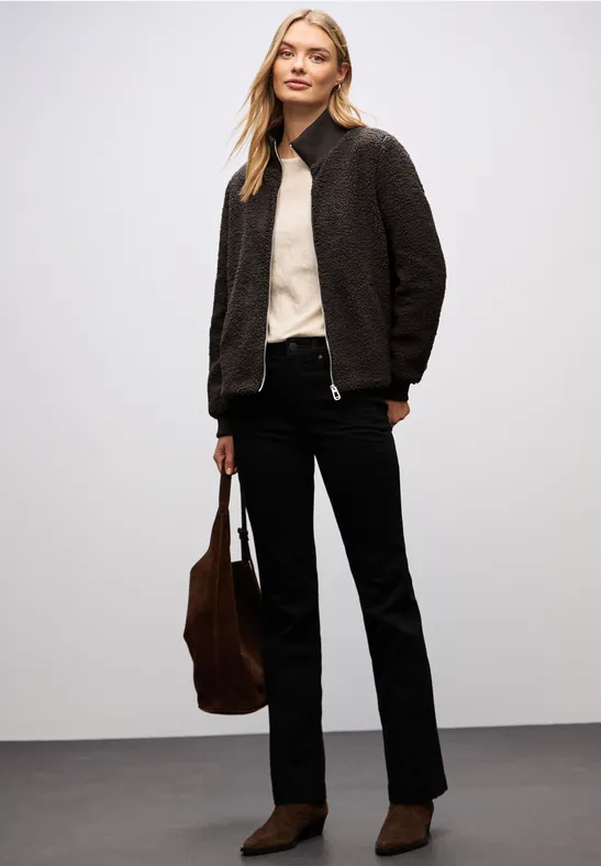 Teddy-Jacke mit Details rustic brown