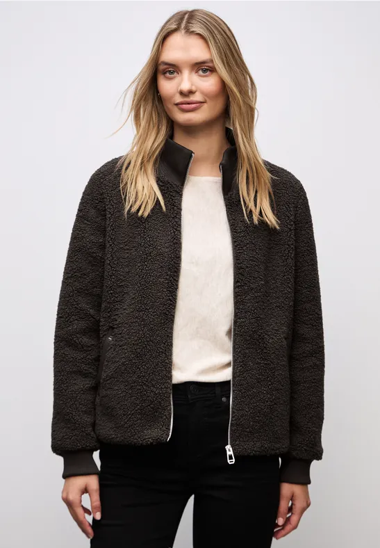 Teddy-Jacke mit Details rustic brown