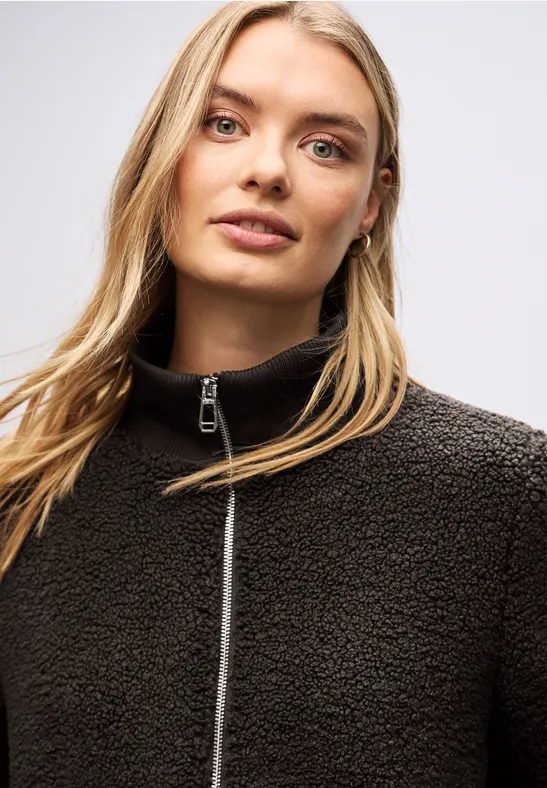 Teddy-Jacke mit Details rustic brown